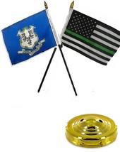 K&#39;s Novelties Connecticut State &amp; Green Line USA 4&quot;x6&quot; Flag Desk Set Tab... - £5.48 GBP