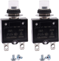 2Pcs 20Amp Circuit Breakers Push Button Manual Reset 125/250V AC 50V DC,... - $16.82