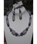 12101N - Necklace & Earrings Set - HANDCRAFTED Cape Amethyst & Swarovski Crystal - $85.00