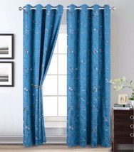 Bella Marble Turquoise Color Blackout Decorative Windows Curtains 2 Pcs - £39.46 GBP