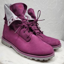 Timberland Leather Combat Boots Girls 6.5 Purple Suede Lace Up Soft Side... - $51.08