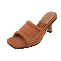 Journee Collection Women 11 M Tan Faux Leather Mule Heel Sandals NIB YF8 - €25,21 EUR
