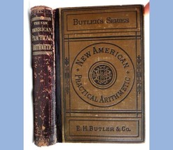 1886 Antique Hc Arithmetic Book ~Owned Carrie Brensinger Aucheys School Leather - £69.51 GBP