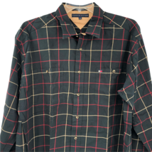 VTG Tommy Hilfiger Mens Tattersall Black Red Yellow Long Sleeved Shirt XL - $51.47