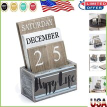 Elegant Wooden Block Calendar - Timeless Décor for Home or Office Desk - $525.30 MXN