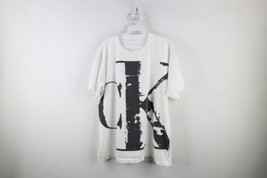 Vintage 90s Calvin Klein Mens L / XL Big Logo Short Sleeve T-Shirt White USA - £39.40 GBP