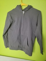 Hanes Hoodie Youth Sweatshirt Full Zip Ecosmart Gray 50/50 Large - $17.64