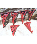 6 Cast Iron RED Braces Tiny Small Bracket Corbels SIX bz - $95.07 CAD