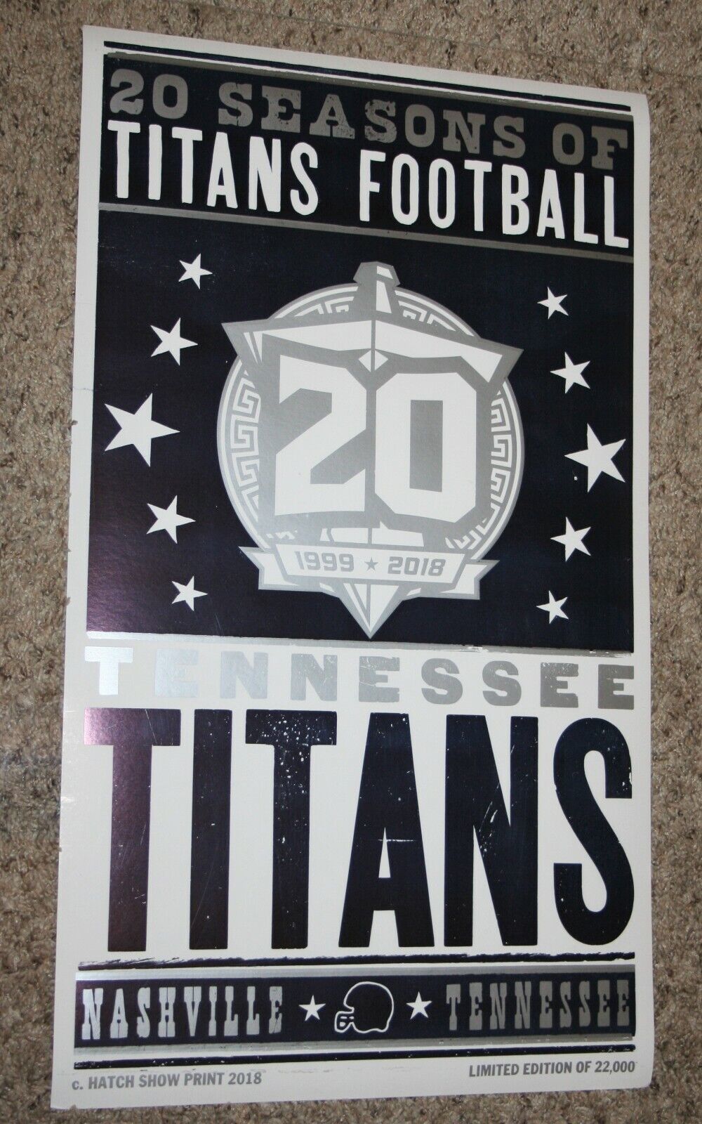 NFL TN Tennessee Titans limited edition hatch show print Poster 13.5” x 22” NFL - $94.04