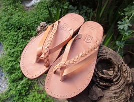 Women&#39;s Handmde Greek Leather Flip Flop Strappy Sandals - £30.37 GBP+