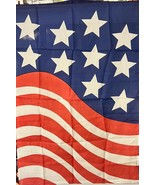 Lg American Flag Garden Yard Flag Cat with 10 Stars  About 27&quot; X 44 VTG - £5.83 GBP