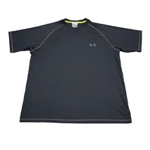 Under Armour Shirt Men L Black Heatgear Green Loose Fit Short Sleeve Ath... - £13.97 GBP