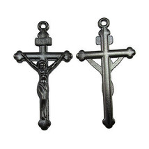 100pcs of 1.5 Inch Black Gunmetal Jesus Christ Rosary Crucifix Cross Pen... - £20.71 GBP