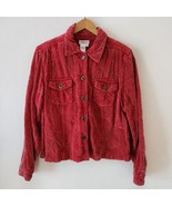 Coldwater Creek Red Velvet Embroidered Jean Jacket Style Women&#39;s Sz Larg... - $38.29 CAD