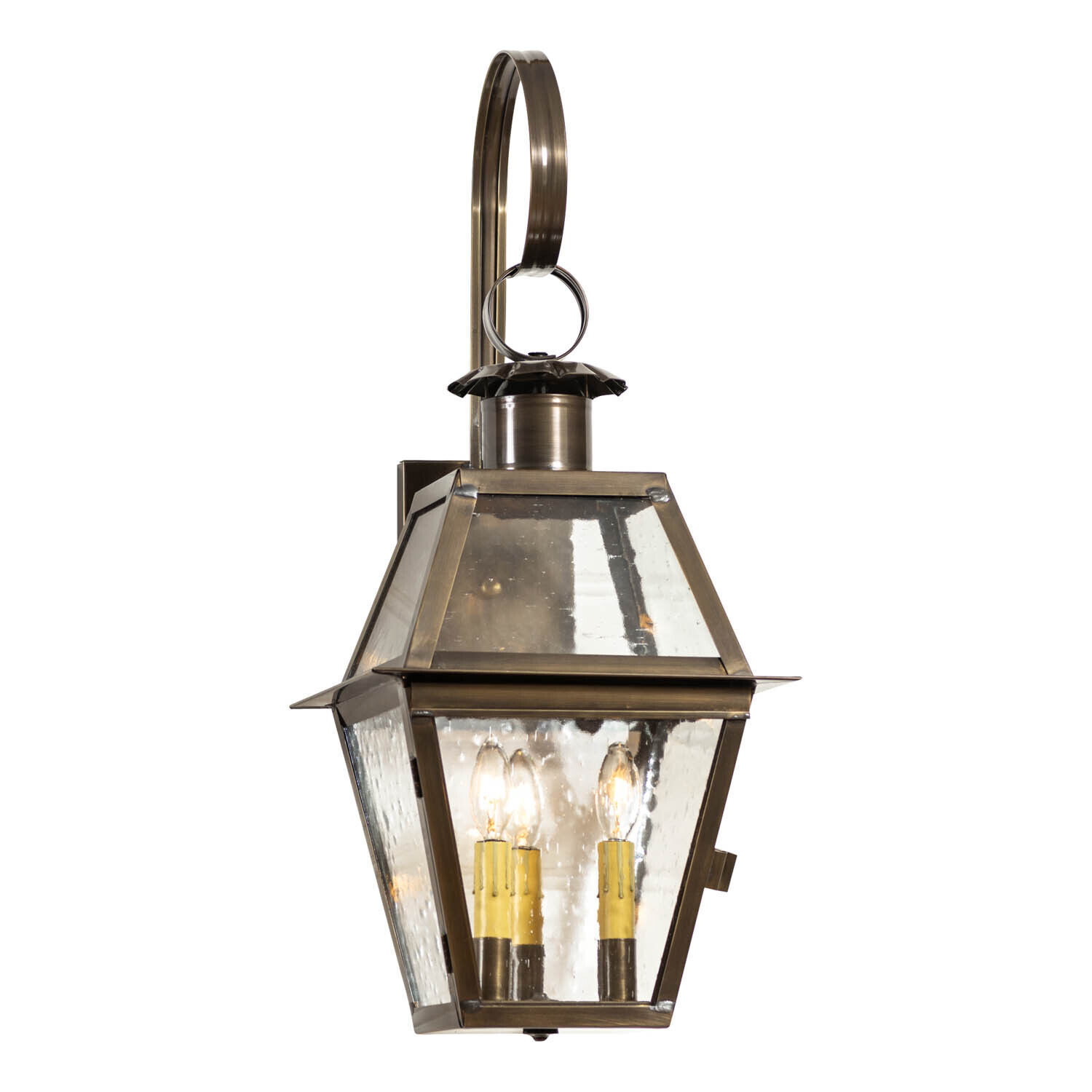 Town Crier Outdoor Wall Light in Solid Weathered Brass - 3 Light - $514.95