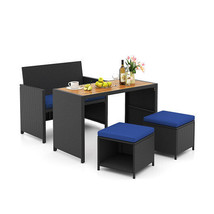 4 Piece Outdoor Dining Set with Wood Topped Dining Table  Rattan Lovesea... - $5,661.90 MXN
