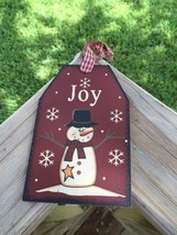 Primitive Wood Gift Tag 206-69483 Joy Black Snowman Tag Ornament  - $2.95