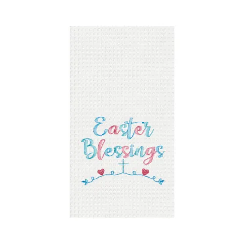 New Easter Blessings Embroidered Waffle Weave Kitchen Towel Dishtowel 18&quot; X 27&quot;  - £22.36 GBP