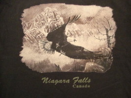 Vintage Niagara Falls Canada Eagle Waterfall Artwork Souvenir Black T Shirt M - £14.92 GBP