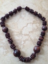 Brown Wooden Round Beaded Necklace - £15.73 GBP
