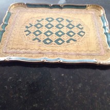 Green And Gold Tone Decorative Tray Serving Piece - £40.08 GBP