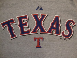 MLB Texas Rangers Major League Baseball Fan Majestic Apparel Gray T Shir... - £11.29 GBP