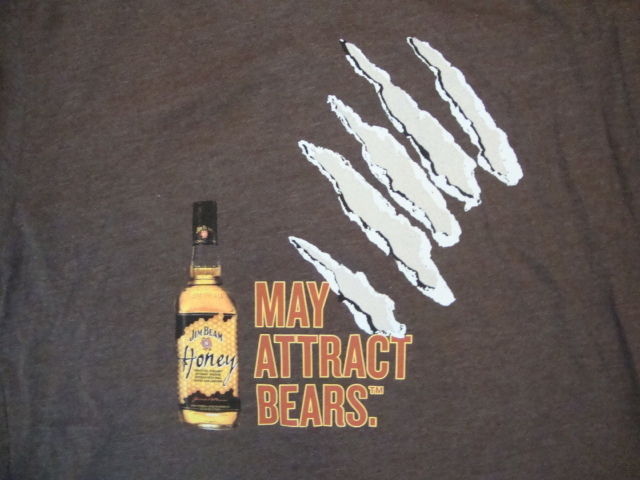 Jim Beam Honey Whiskey "May Attract Bears" Soft Brown T Shirt M - $14.38