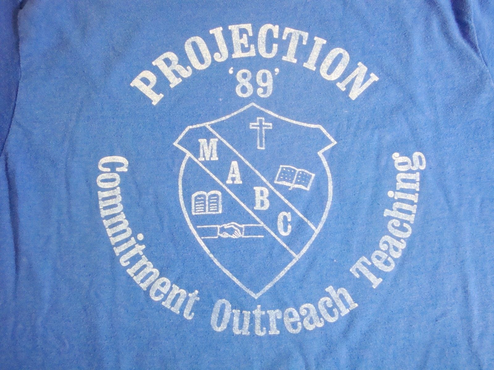 Vintage Projection 1989 80's MABC Church Outreach Christian Jesus 1989 T Shirt s - £12.41 GBP