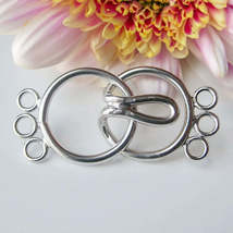Solid 925 Sterling Silver 3-Strand Hook and Eye Clasp (13.3x30mm) - $14.26