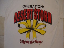 Vintage Operation Desert Storm Support the Troops Bow Logo Soft White T Shirt M - £13.44 GBP