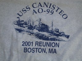 USS Canisteo AO-99 Navy 2001 Reunion Boston, MA Grey T Shirt Men&#39;s Size XL - $19.65