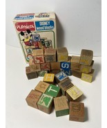 Playskool 1978 Wooden Building Blocks with Box Vintage  includes 26 blocks - $17.36