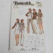 Vintage 1970s Butterick 3091 Sewing Pattern Miss Tunic Skirt Pants 12/34 - £8.49 GBP