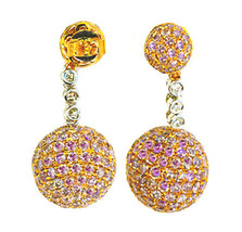 7.13ct Fancy Pink Diamonds Earrings 18K All Natural 9 Grams Real Gold Ball - £13,128.37 GBP