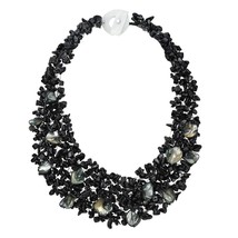 Cluster Color of the Night Black MultiStone Statement Collar Necklace - £43.57 GBP