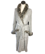 Pottery Barn Peignoir Medium Gray Faux Caramel Fur Luxury Robe Sash Belt... - £117.99 GBP