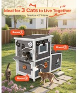 VEVOR Outdoor Cat House 2-Story Wooden Cat Shelter for 3 Outside Cats in... - $214.49