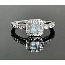 925 Sterling Silver Aquamarine Ring Size 7 Sky - £37.23 GBP