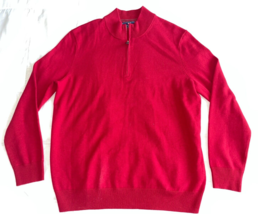 Vineyard Vines Boathouse Sweater Merino Wool Blend 1/4-Zip Men&#39;s Large Red - £68.13 GBP