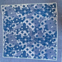 Vintage 100% Silk Scarf Happiness Made China Blue White Signed Bouchara - $23.76