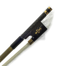 4/4 Violin Bow Gold Inlay Carbon Fiber Brass Parts Ebony Frog Fleur De Lys - $79.99