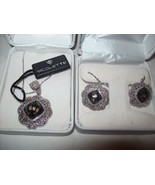 NICOLETTE 24k Gold &amp; Sterling Silver Gemstone Earrings and Necklace Set ... - $176.64 CAD