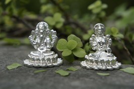 999 Silver Lakshmi Ganesh ji Statue Idol Murti for Diwali Puja 1.5 &quot; 21 gram F/S - £77.74 GBP