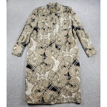 Hero Paris Reine Seide Womens Dress 44 Beige Silk Paisley Print Long Sleeve  - $82.04