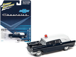 1957 Chevrolet Hearse Metisse Blue Metallic w White Top 1/64 Diecast Car Johnny - £16.78 GBP