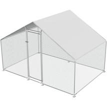 9.8 Ft x 6.5 Ft Outdoor Metal Walk-in Chicken Coop Cage with Waterproof Cover - £203.99 GBP