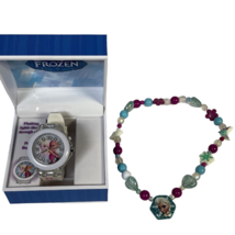 Disney Watch &amp; Necklace Beaded Frozen Elsa Anna Fashion Jewelry Unisex Kids - £21.18 GBP