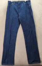 Wrangler Cowboy Cut Jeans Men&#39;s 38x34 Blue Denim Cotton Flat Front Strai... - £18.00 GBP