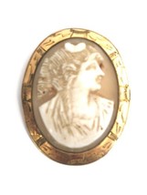 Antique Victorian Pink Shell Cameo Gold GF  Italian Lady Profile As Found  - $1,653.67 MXN
