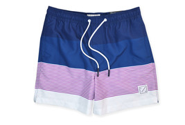 American Eagle Men&#39;s Blue Colorblock Striped Swim Trunks Shorts, S Small 5138-10 - £29.51 GBP